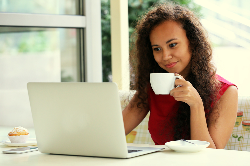 Woman professionally writing a LinkedIn profile